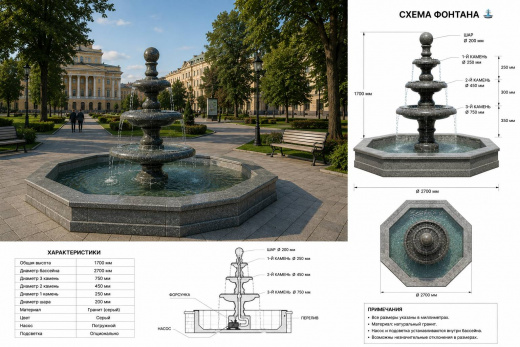 Фонтан Гранит серый